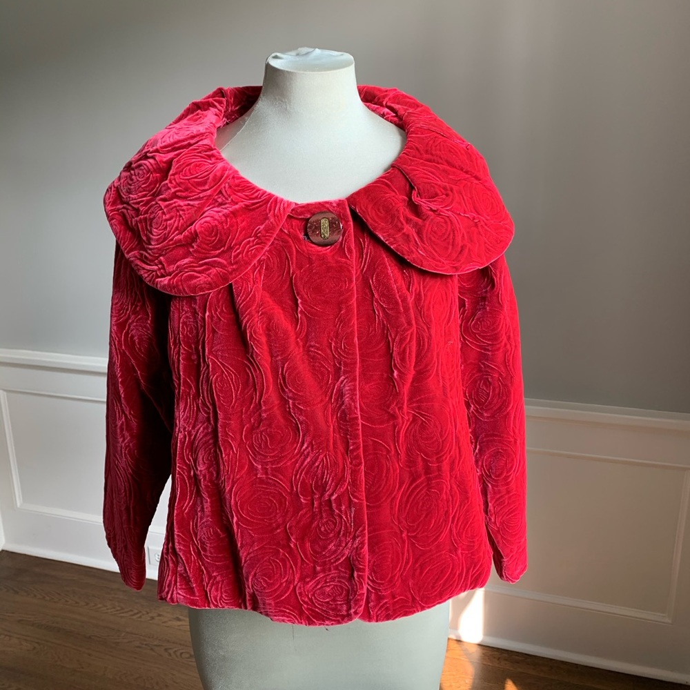 Tracy Reese New York Rose Velvet Jacket size 8